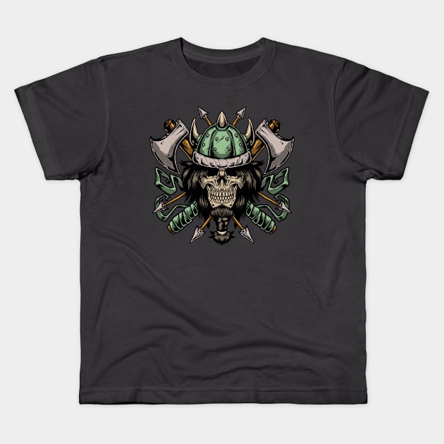 Viking Skull Kids T-Shirt by Romero Arts 